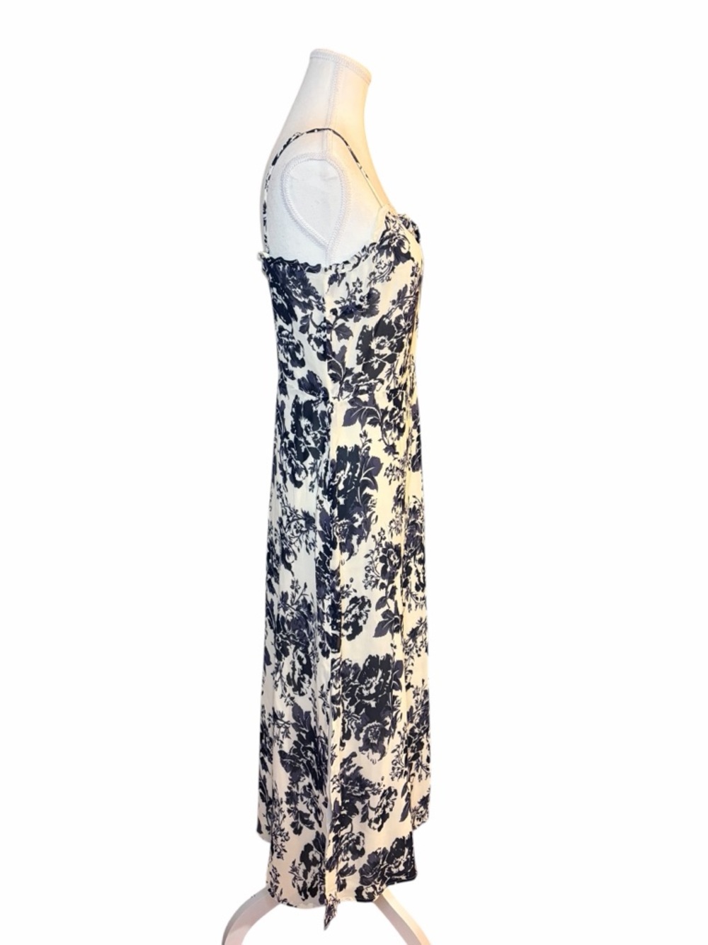 Reformation Cassandra Midi Dress Toile Print Navy White Size 10 - Picture 3 of 12